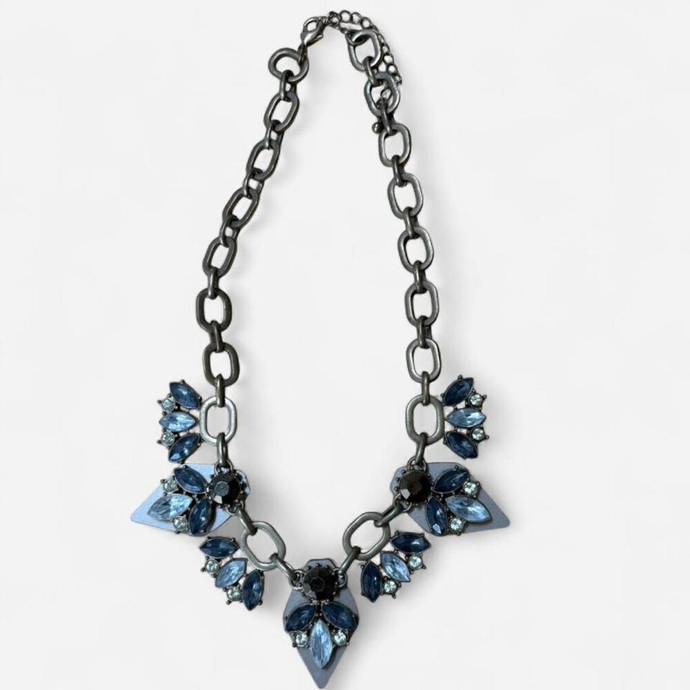 Blue and grey statement necklace